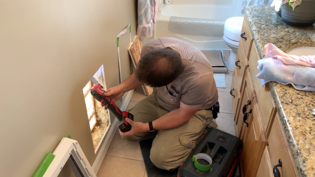 Installing a pet door in wall